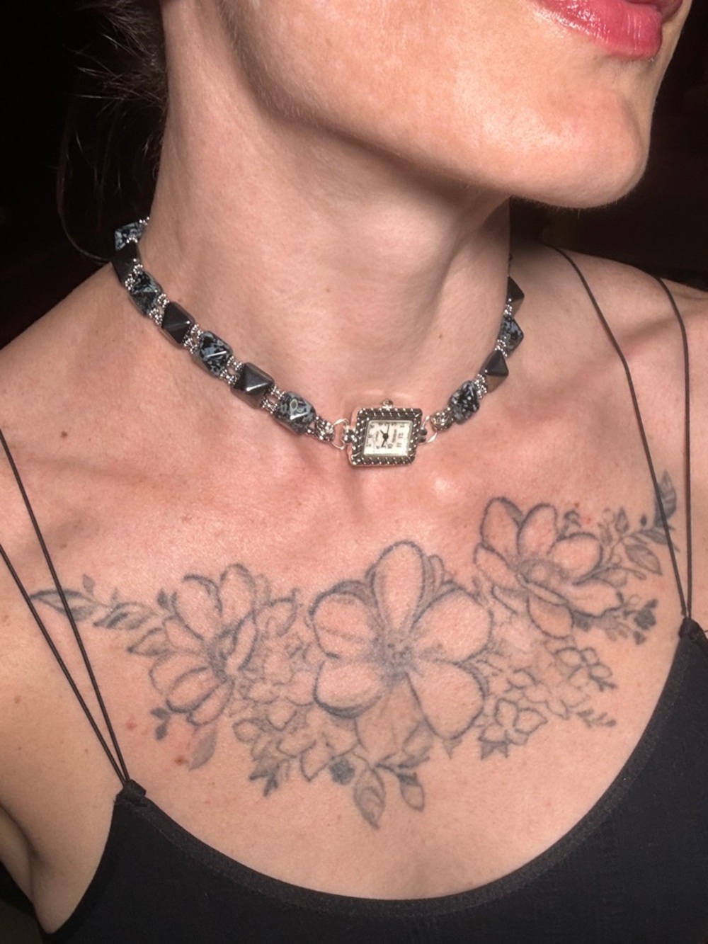 Oak watch face choker